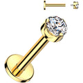 BodyCandy 16G 5/16 3mm Clear CZ Round Gold PVD Medical Grade Titanium Flat Back Earring — main product shot