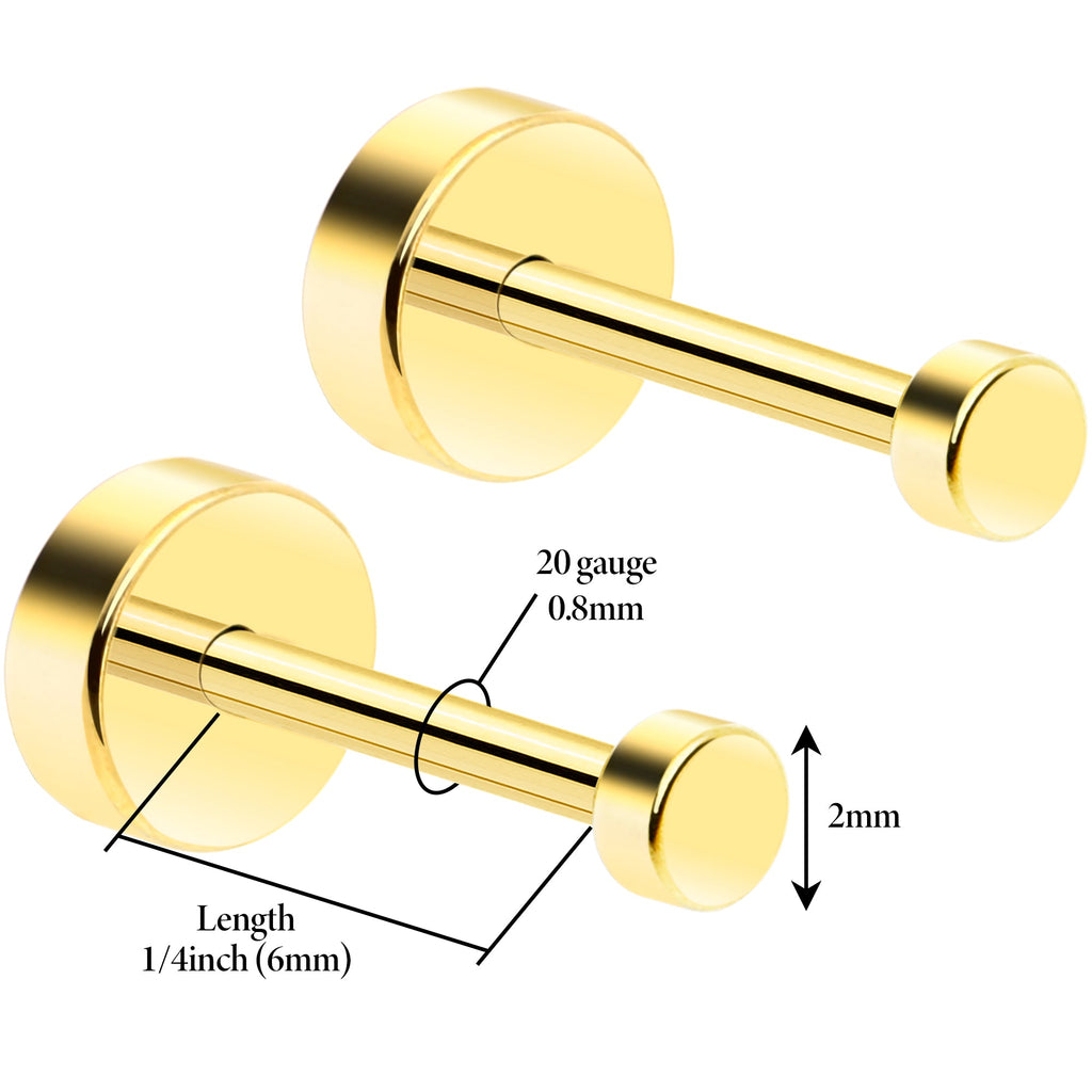BodyCandy 14k Yellow Gold Plated 4mm Circle Flat Back Stud Earrings - 1 Pair — detail close-up