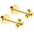 BodyCandy 14k Yellow Gold Plated 3mm Trinity Ball Flat Back Stud Earrings - 1 Pair — main product shot