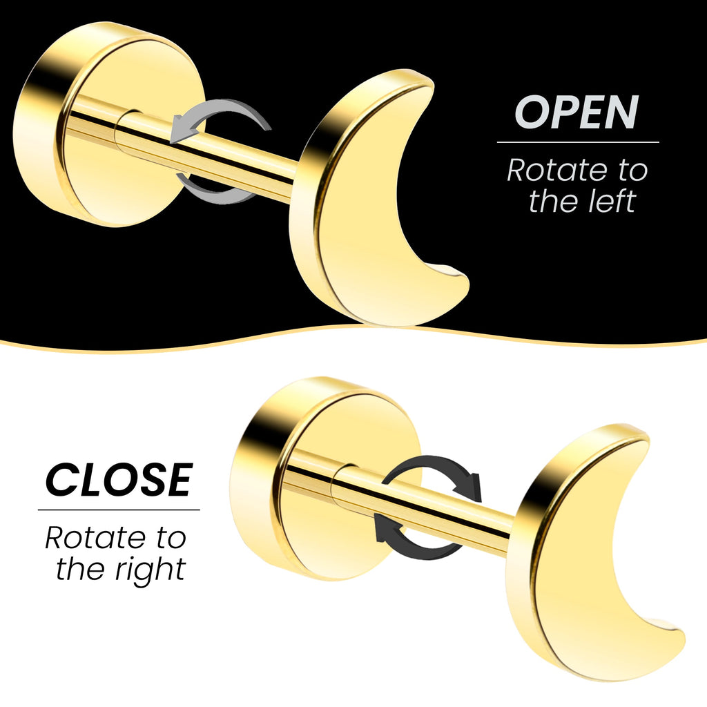 BodyCandy 14k Yellow Gold Plated 4mm Crescent Moon Flat Back Stud Earrings - 1 Pair — lifestyle context