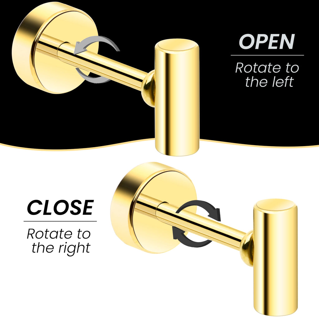BodyCandy 14k Yellow Gold Plated Straight Barbell Ball Flat Back Stud Earrings - 1 Pair — side view
