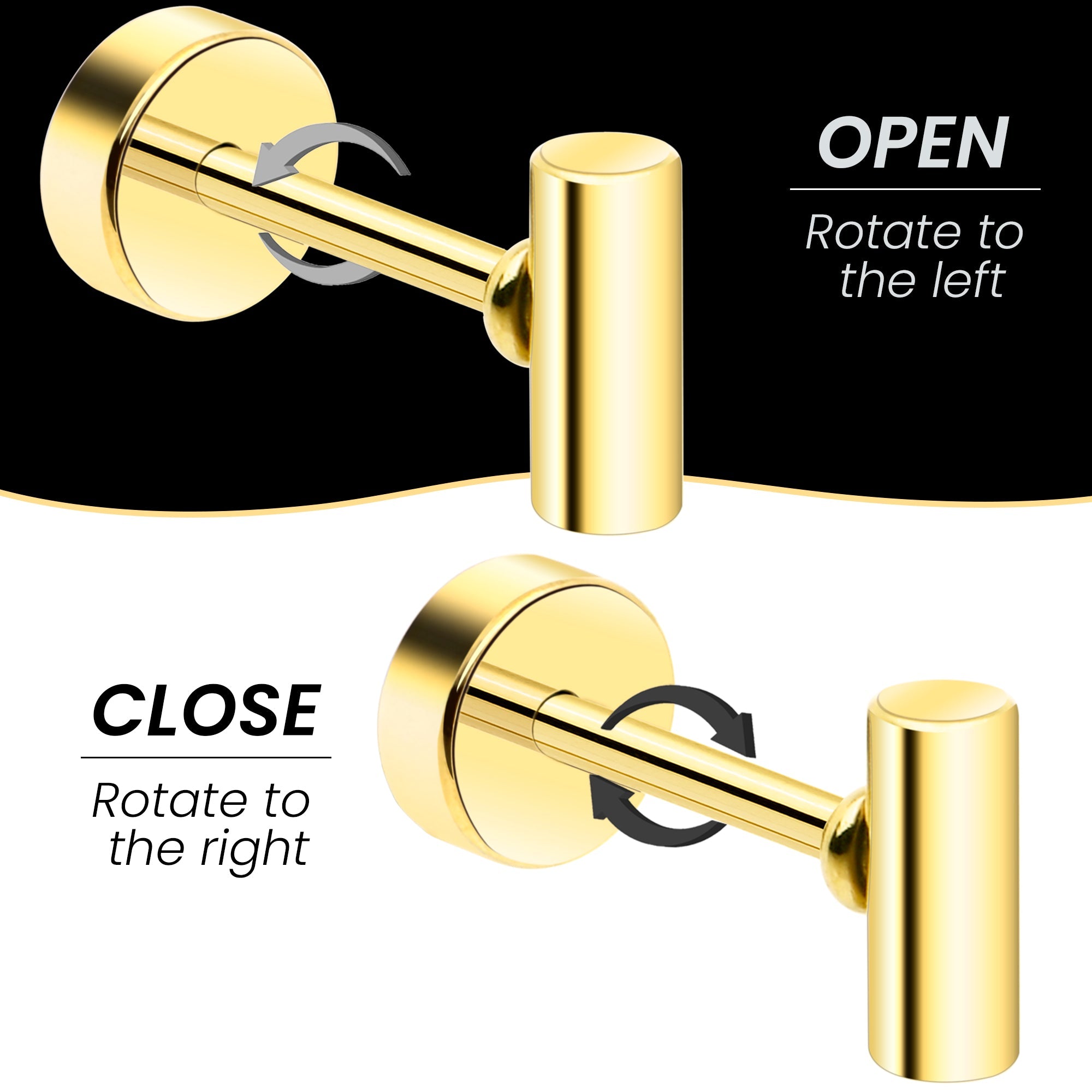 BodyCandy 14k Yellow Gold Plated Straight Barbell Ball Flat Back Stud Earrings - 1 Pair — side view