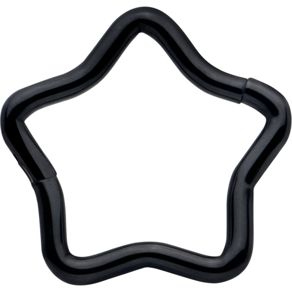 BodyCandy 16G 5/16 Black Star Shaped Hinged Segment Ring — main product shot