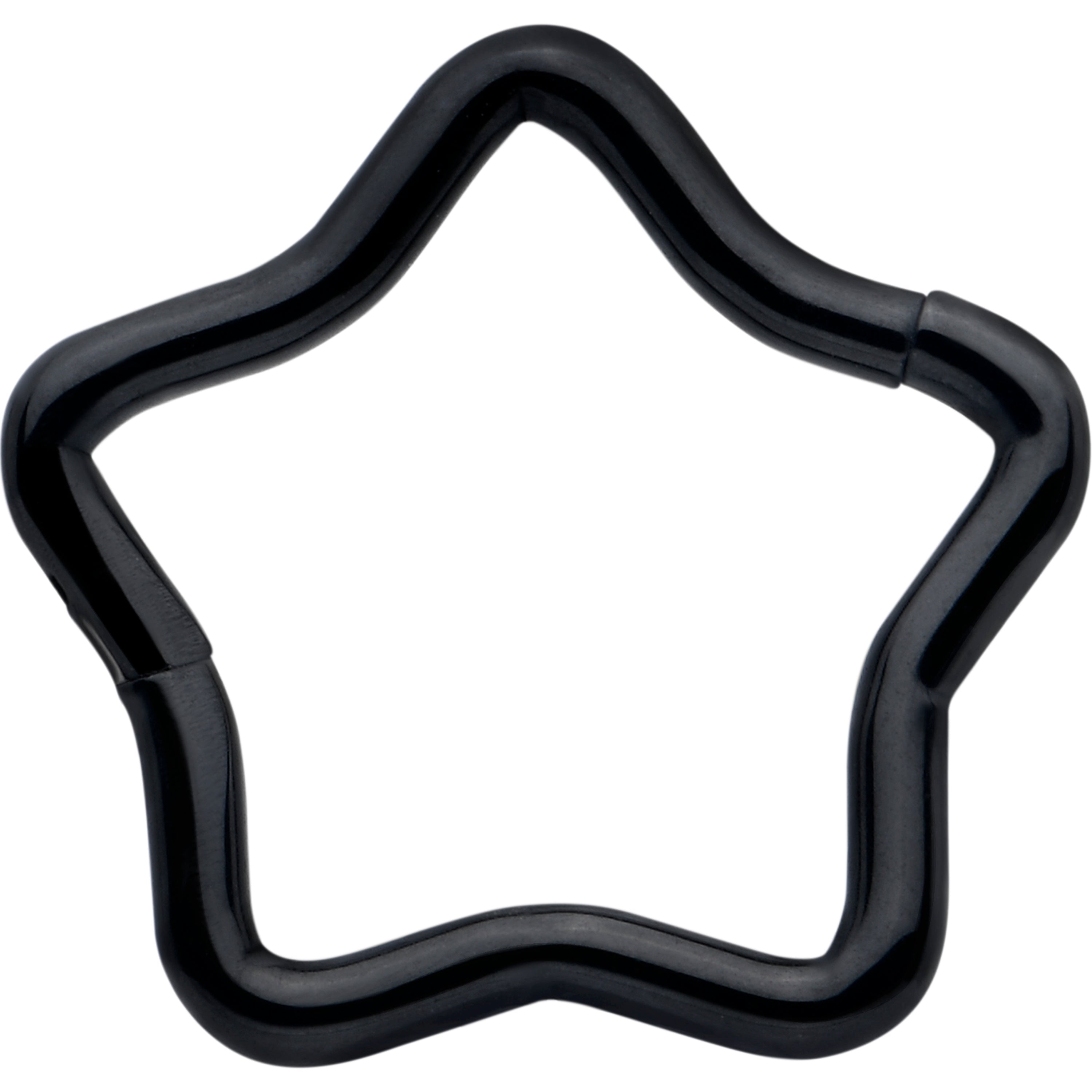 BodyCandy 16G 5/16 Black Star Shaped Hinged Segment Ring — main product shot