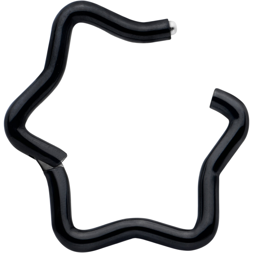 BodyCandy 16G 5/16 Black Star Shaped Hinged Segment Ring — detail close-up