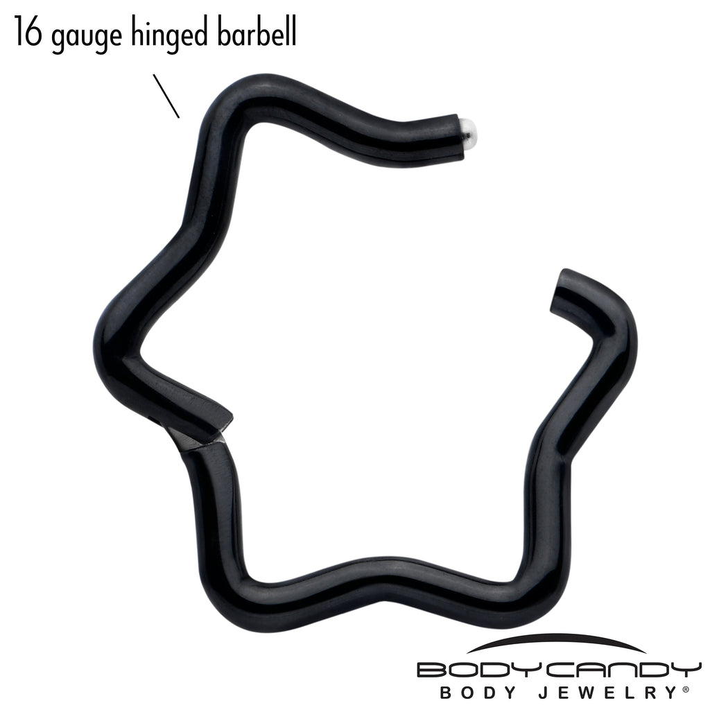 BodyCandy 16G 5/16 Black Star Shaped Hinged Segment Ring — lifestyle context