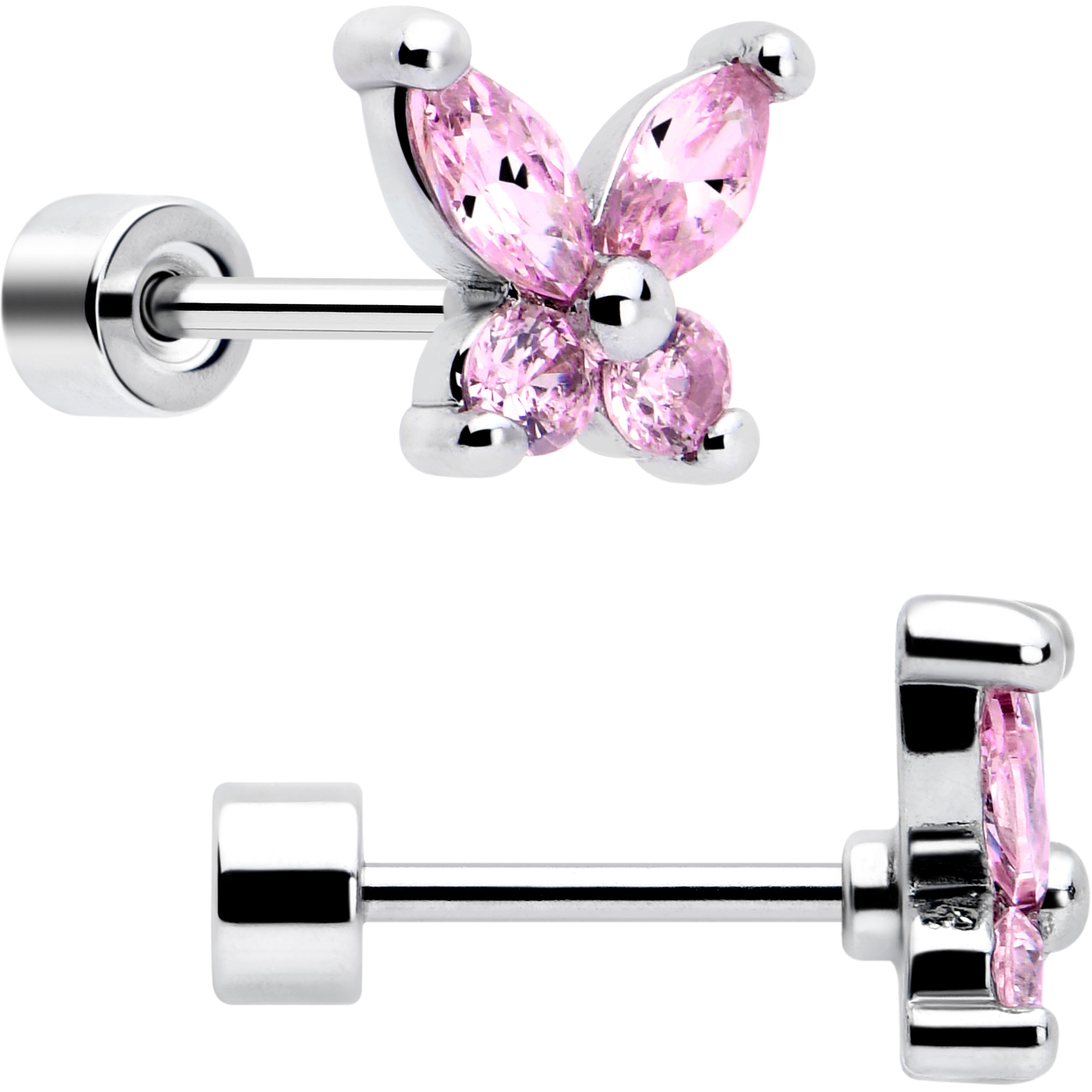 BodyCandy Pink CZ Celestial Butterfly Flat Back Stud Earrings - 3 Pairs — lifestyle context
