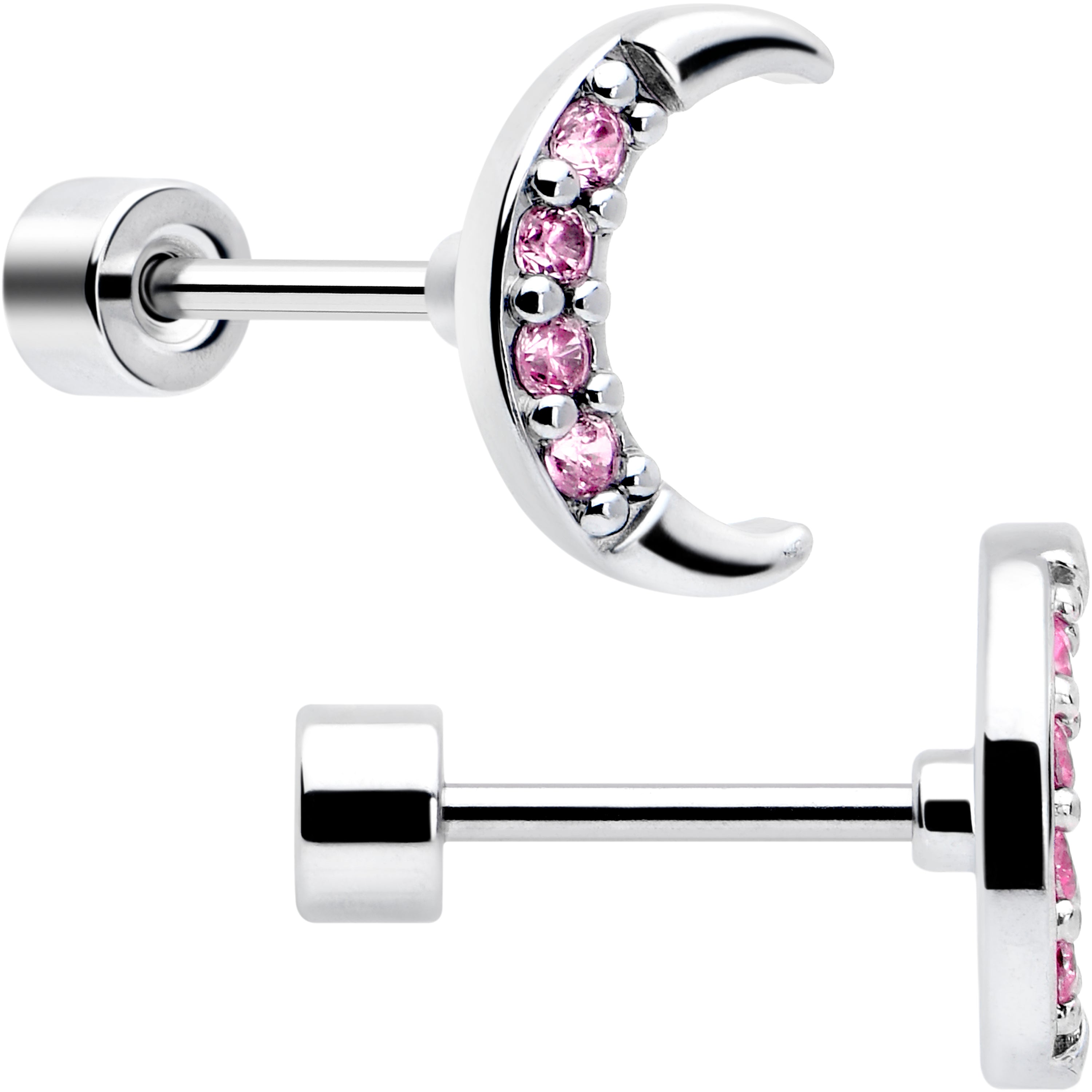 BodyCandy Pink CZ Celestial Butterfly Flat Back Stud Earrings - 3 Pairs — side view