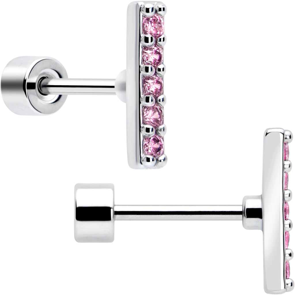BodyCandy Pink CZ Celestial Butterfly Flat Back Stud Earrings - 3 Pairs — back view