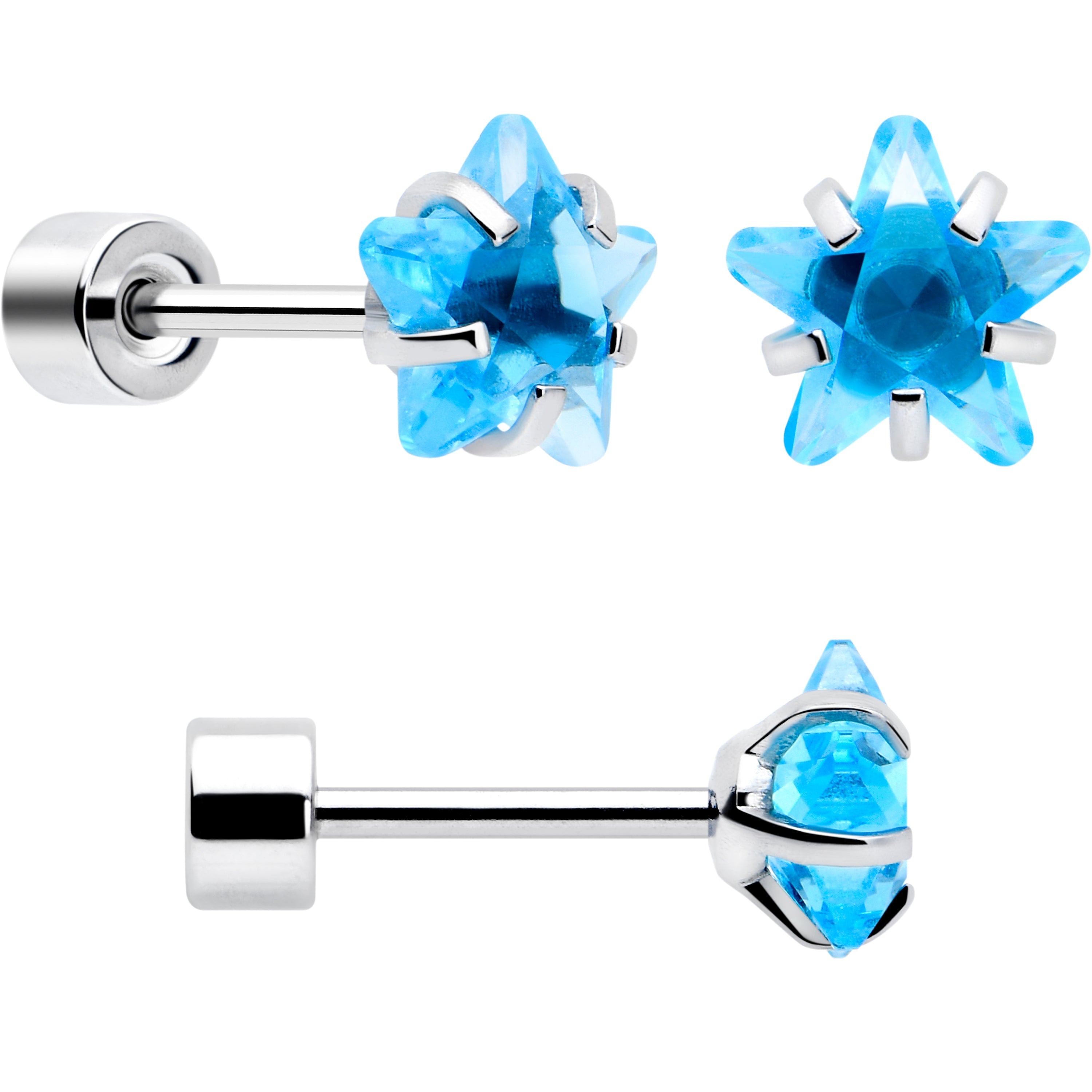BodyCandy Blue Star CZ Flat Back Stud Earrings - 3 Pairs — lifestyle context