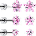 BodyCandy Pink Star CZ Flat Back Stud Earrings - 3 Pairs — main product shot