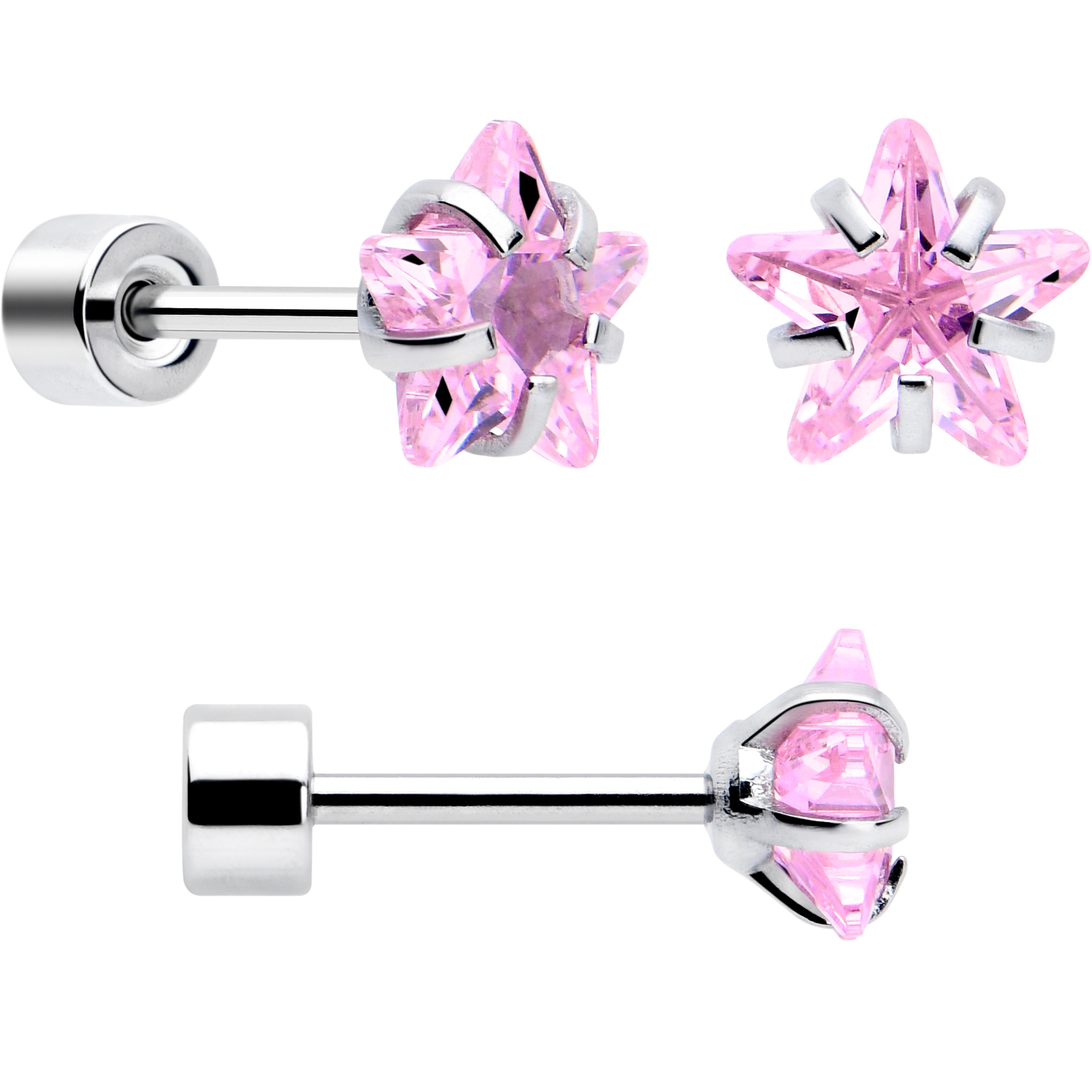 BodyCandy Pink Star CZ Flat Back Stud Earrings - 3 Pairs — lifestyle context