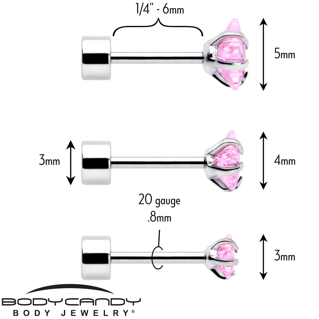 BodyCandy Pink Star CZ Flat Back Stud Earrings - 3 Pairs — alternative angle