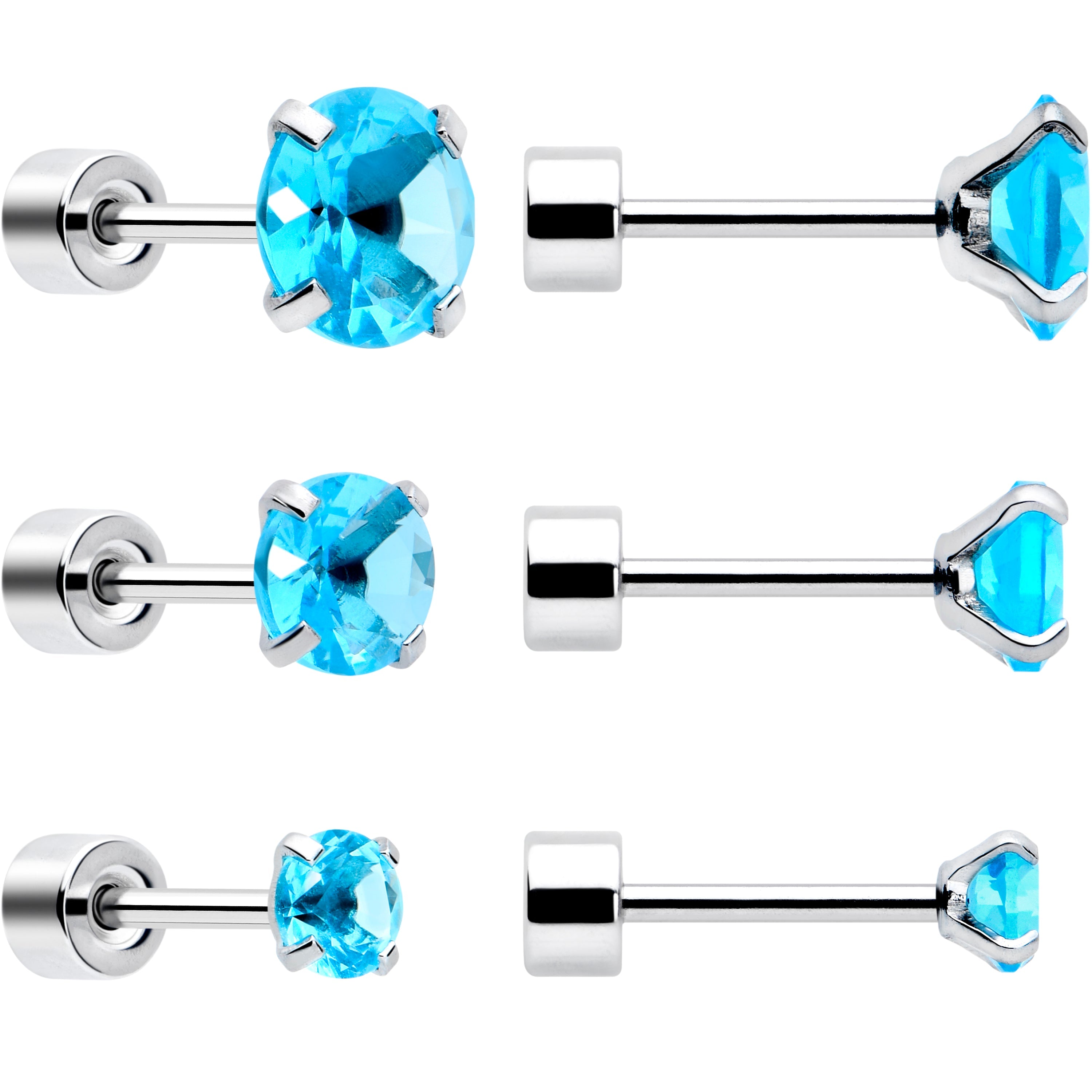 BodyCandy Blue CZ Flat Back Stud Earrings - 3 Pairs — lifestyle context
