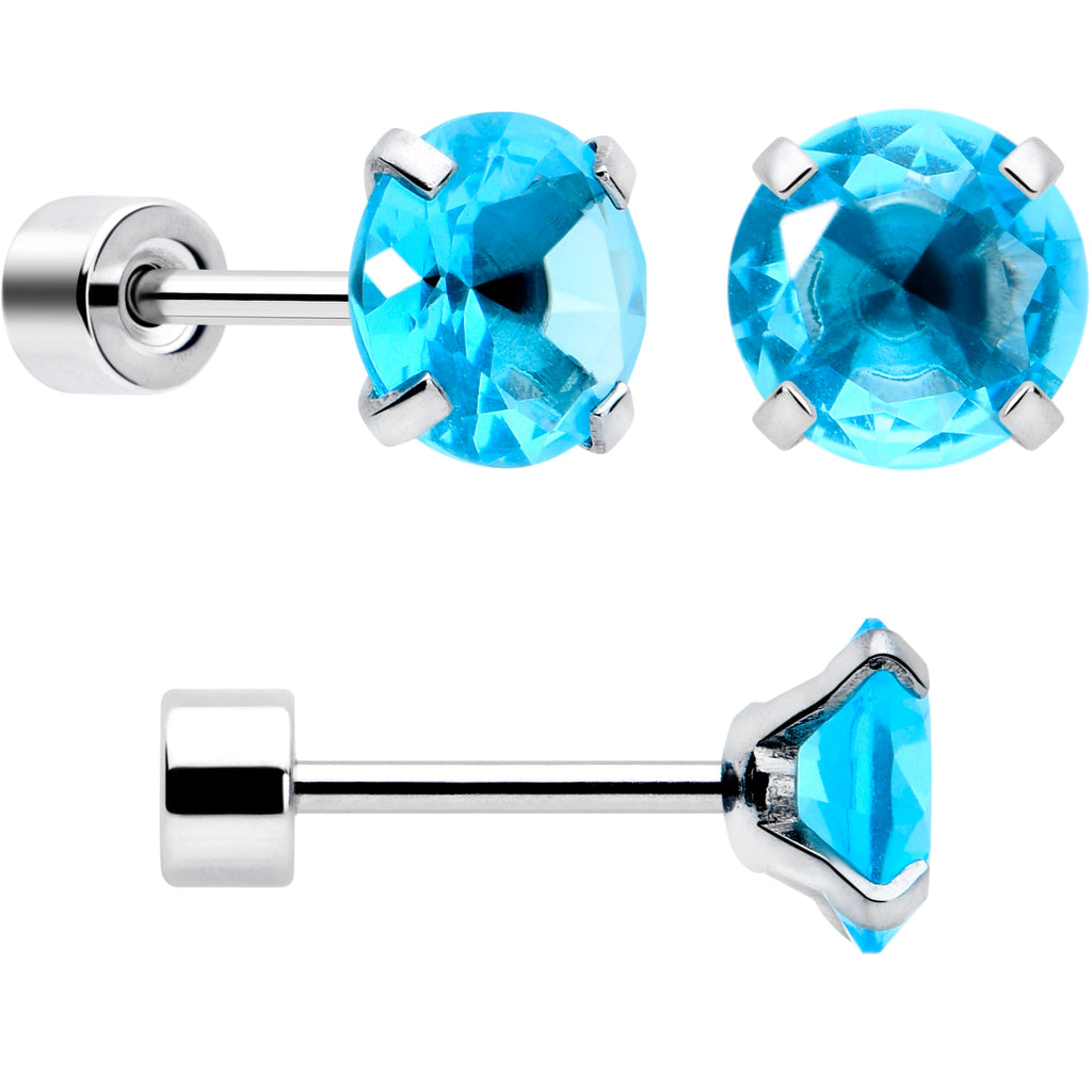 BodyCandy Blue CZ Flat Back Stud Earrings - 3 Pairs — side view