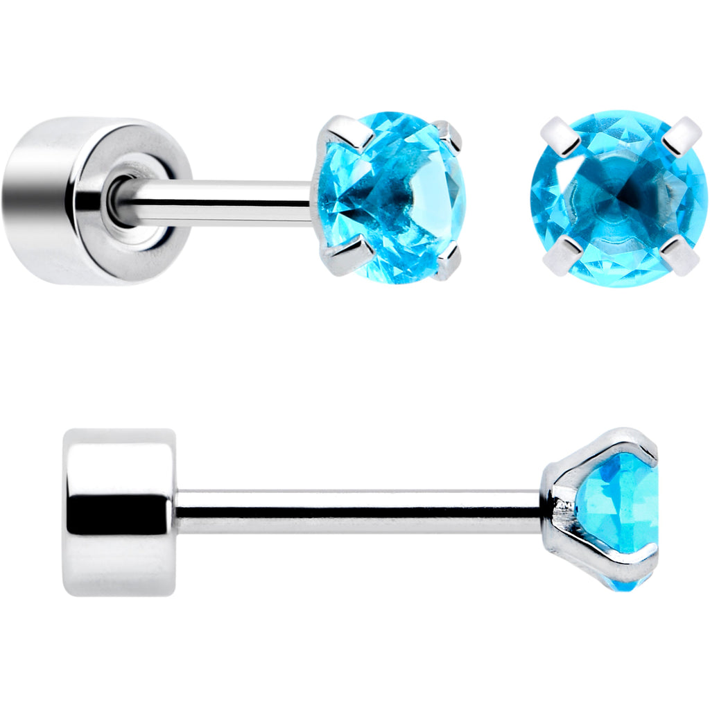 BodyCandy Blue CZ Flat Back Stud Earrings - 3 Pairs — alternative angle