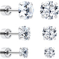 BodyCandy CZ Flat Back Stud Earrings - 3 Pairs — main product shot