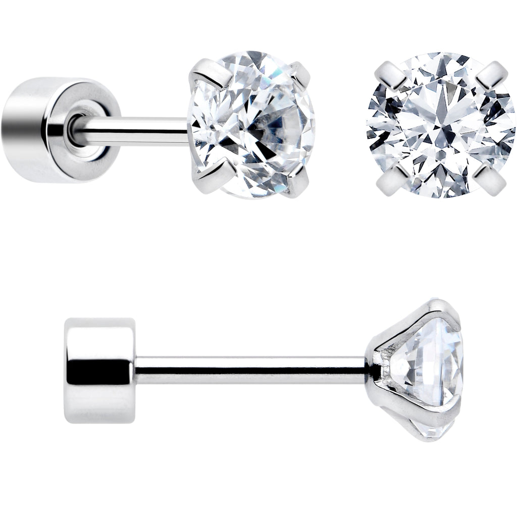 BodyCandy CZ Flat Back Stud Earrings - 3 Pairs — side view