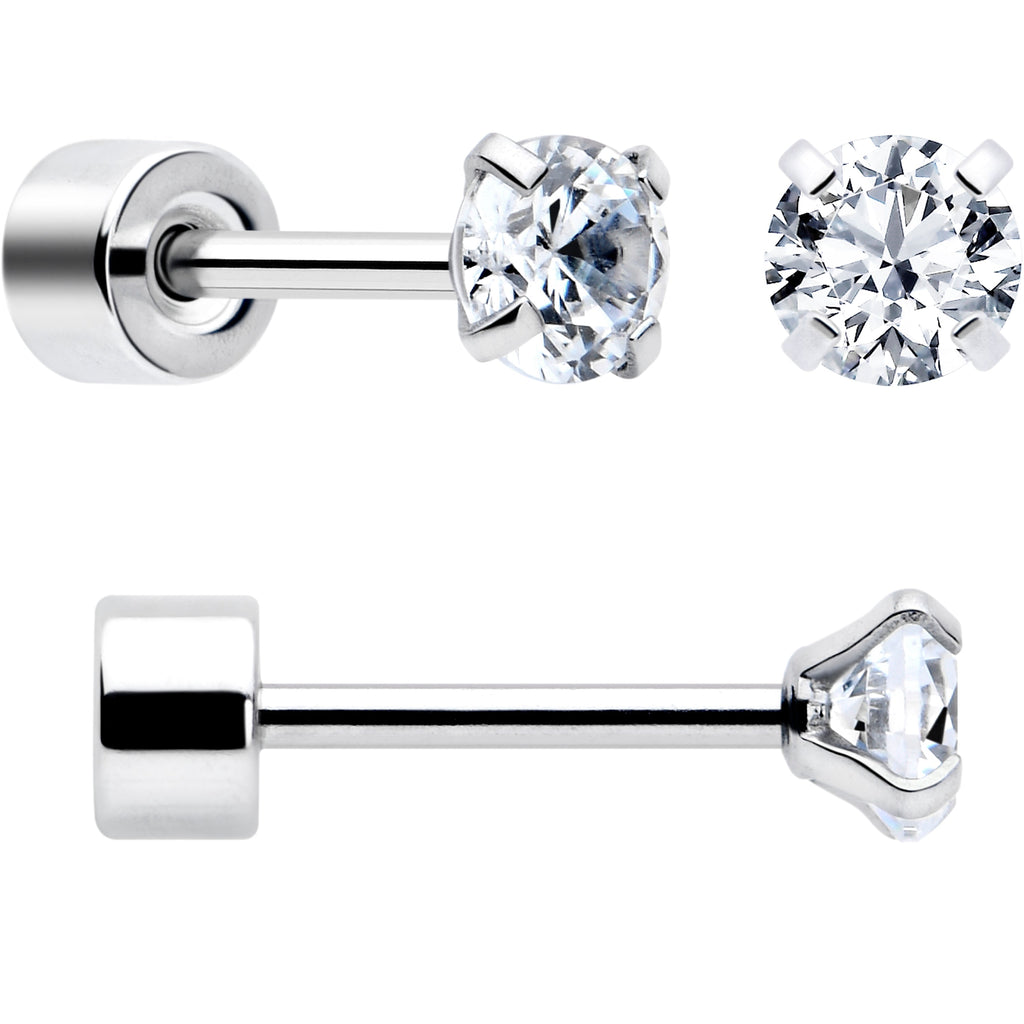 BodyCandy CZ Flat Back Stud Earrings - 3 Pairs — back view