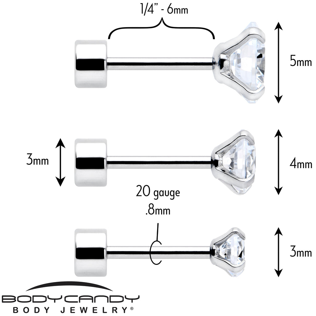 BodyCandy CZ Flat Back Stud Earrings - 3 Pairs — alternative angle