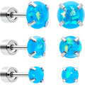 BodyCandy Blue Synthetic Opal Flat Back Stud Earrings - 3 Pairs — main product shot