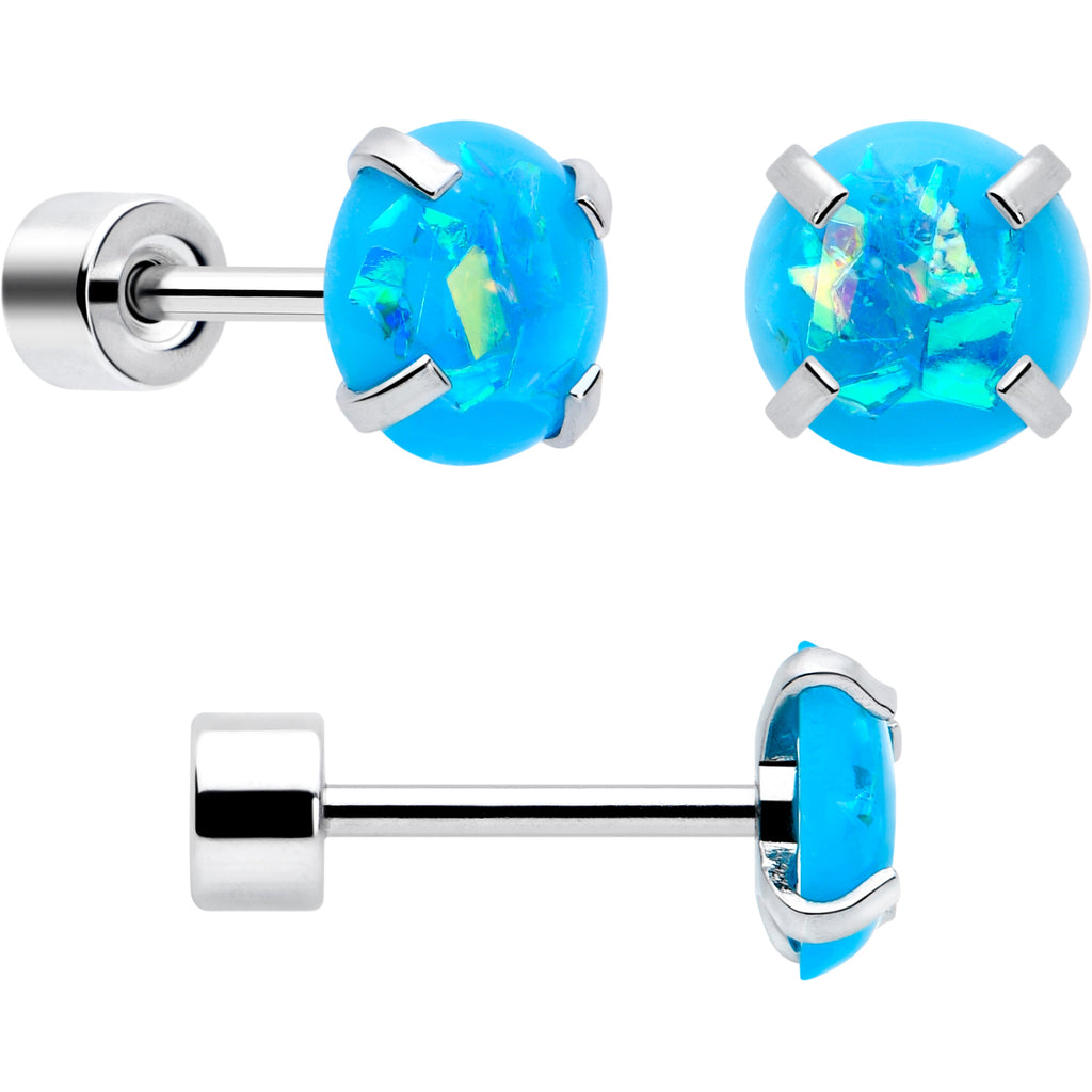 BodyCandy Blue Synthetic Opal Flat Back Stud Earrings - 3 Pairs — lifestyle context