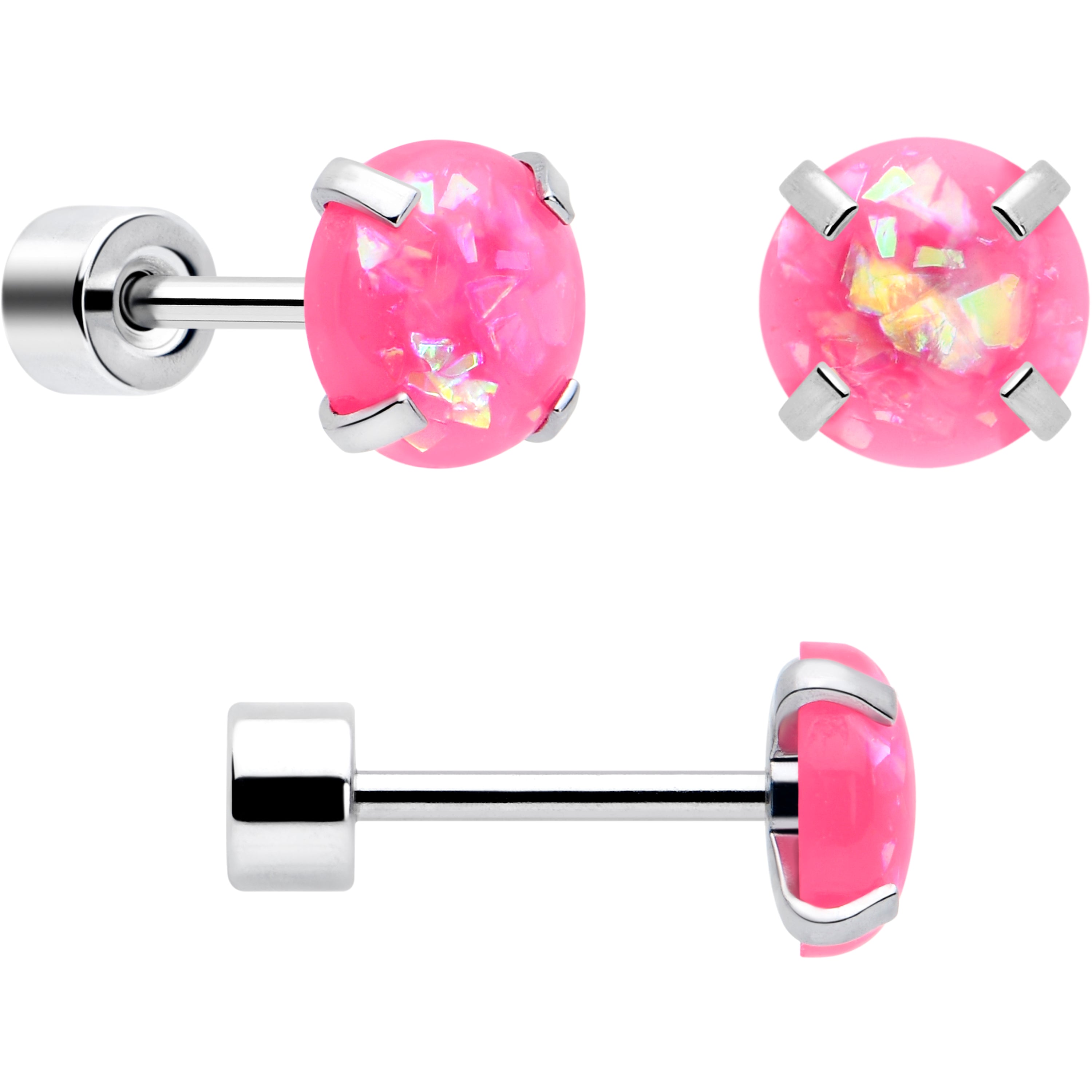 BodyCandy Pink Synthetic Opal Flat Back Stud Earrings - 3 Pairs — lifestyle context