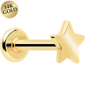 BodyCandy 14k Solid Yellow Gold 3mm Star Threadless Push In Flat Back Stud — main product shot