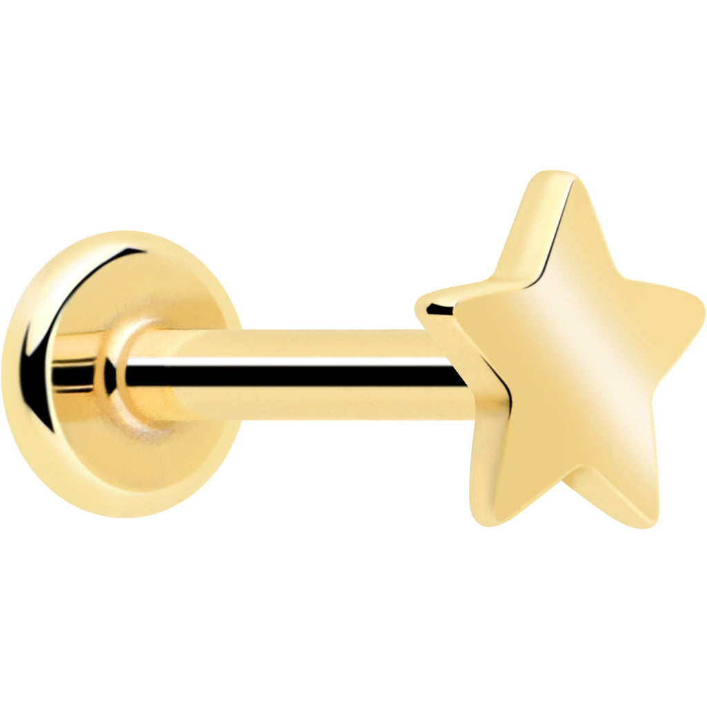 BodyCandy 14k Solid Yellow Gold 3mm Star Threadless Push In Flat Back Stud — in-use photo