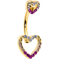 BodyCandy Romance Gem Open Heart Valentine Double Mount Belly Ring — alternative angle