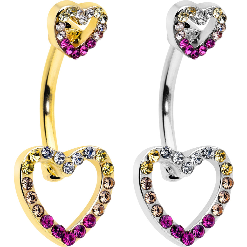 BodyCandy Romance Gem Open Heart Valentine Double Mount Belly Ring — main product shot