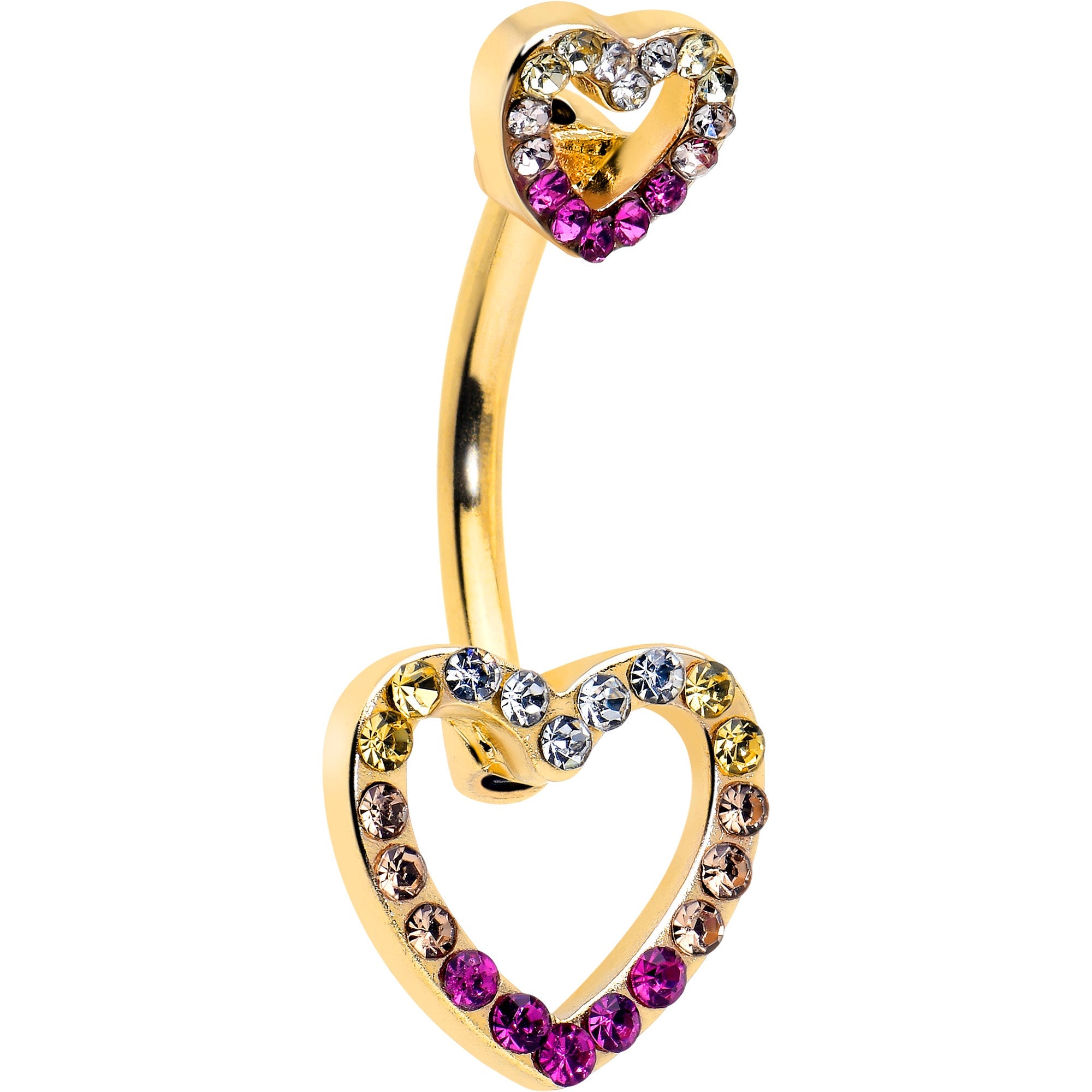 BodyCandy Romance Gem Open Heart Valentine Double Mount Belly Ring — lifestyle context