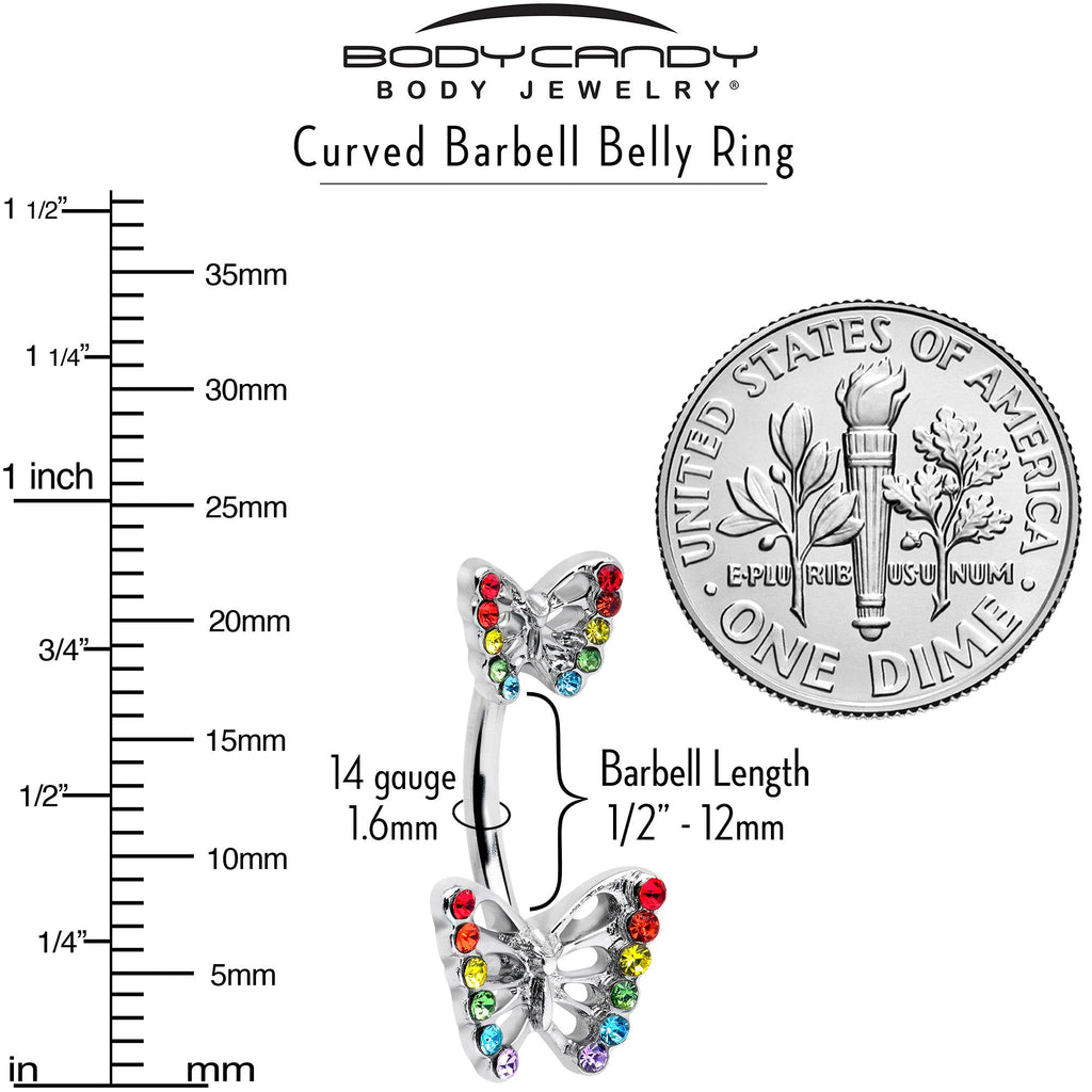 BodyCandy Rainbow Gem Pride Open Butterfly Double Mount Belly Ring — lifestyle context