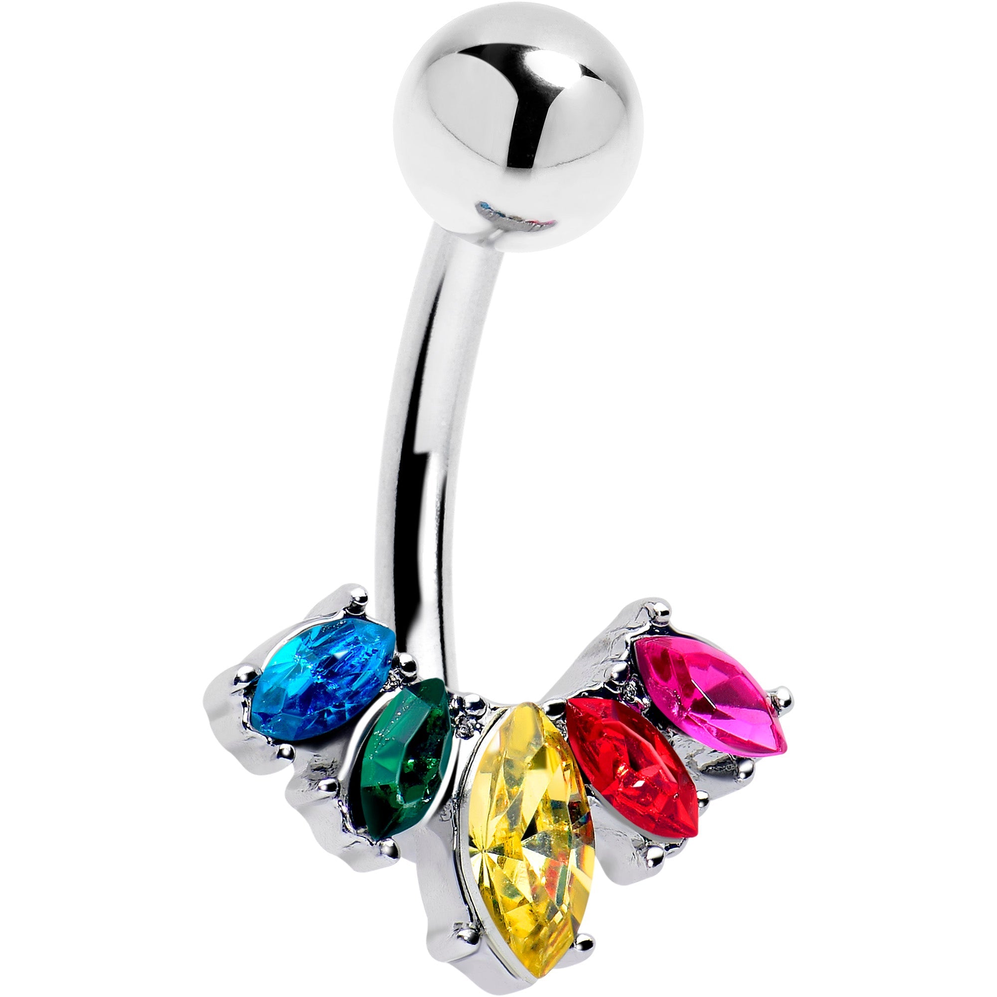 BodyCandy Rainbow Gem Pride Fancy Glam Belly Ring — main product shot