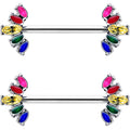 BodyCandy 14G 9/16 Rainbow Gem Pride Fancy Glam Nipple Ring Set — main product shot