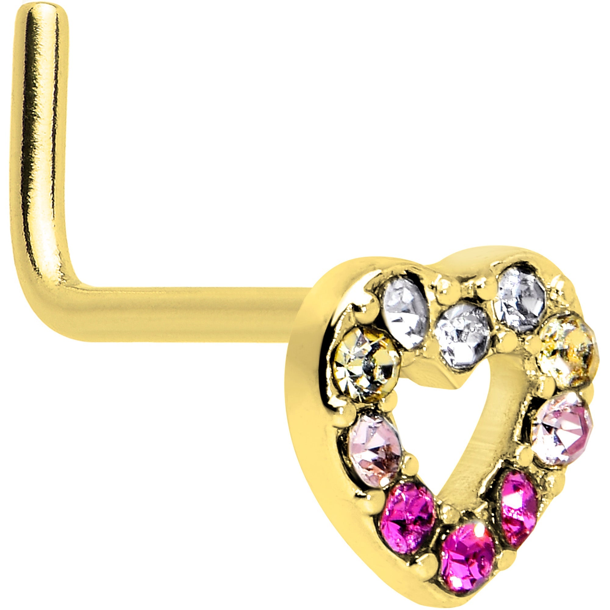 BodyCandy 20G Romance Gem Open Heart L Shape Nose Ring — size reference