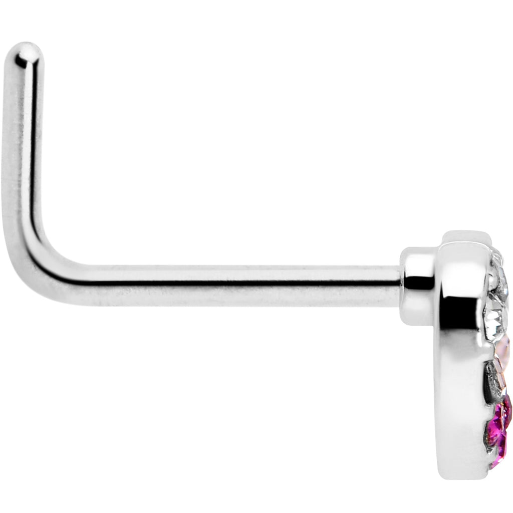 BodyCandy 20G Romance Gem Open Heart L Shape Nose Ring — alternative angle