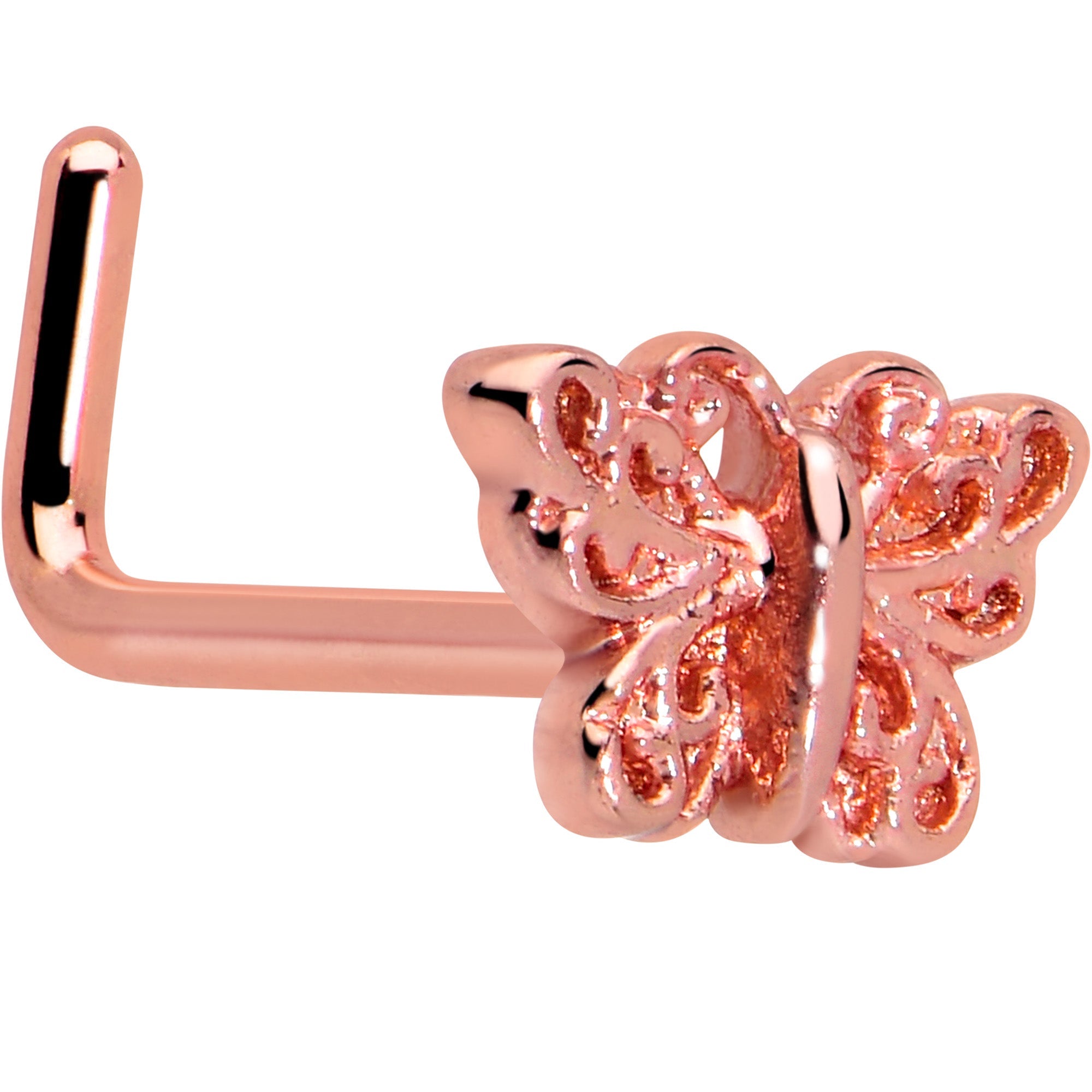 BodyCandy 20G 7mm Butterfly Classic L Shape Nose Ring — lifestyle context