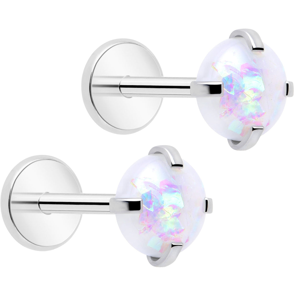 BodyCandy 4mm Synthetic Opal Threadless Flat Back Earrings — comparison shot