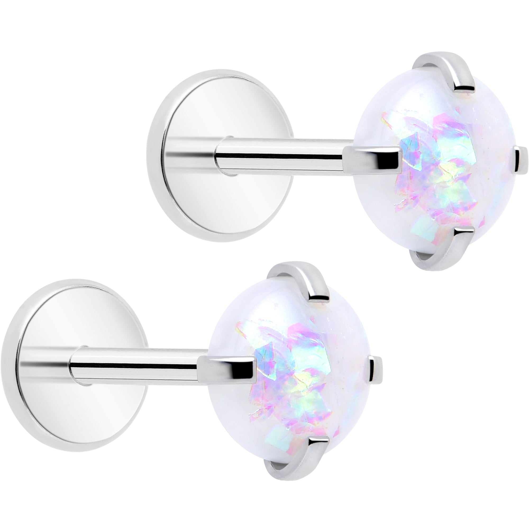 BodyCandy 4mm Synthetic Opal Threadless Flat Back Earrings — comparison shot