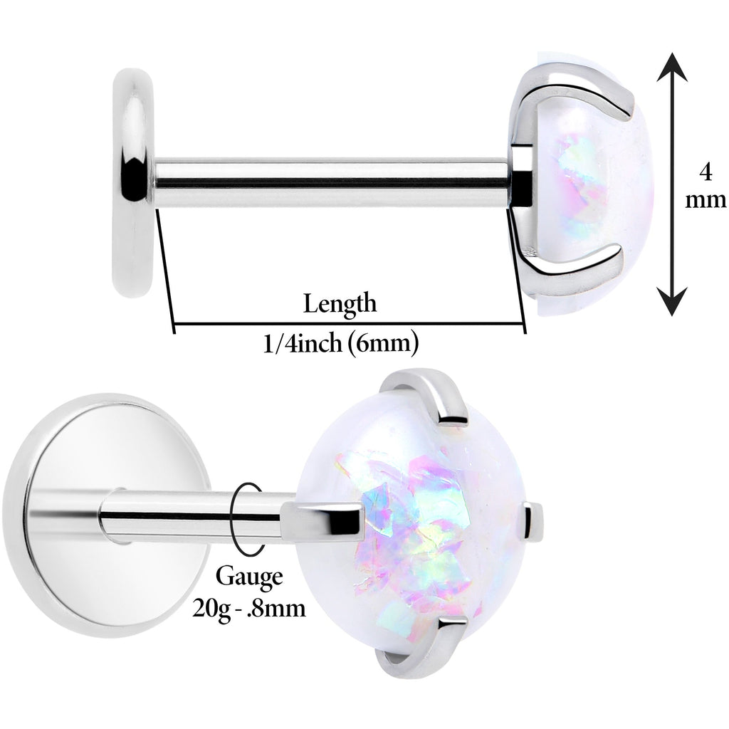 BodyCandy 4mm Synthetic Opal Threadless Flat Back Earrings — lifestyle context