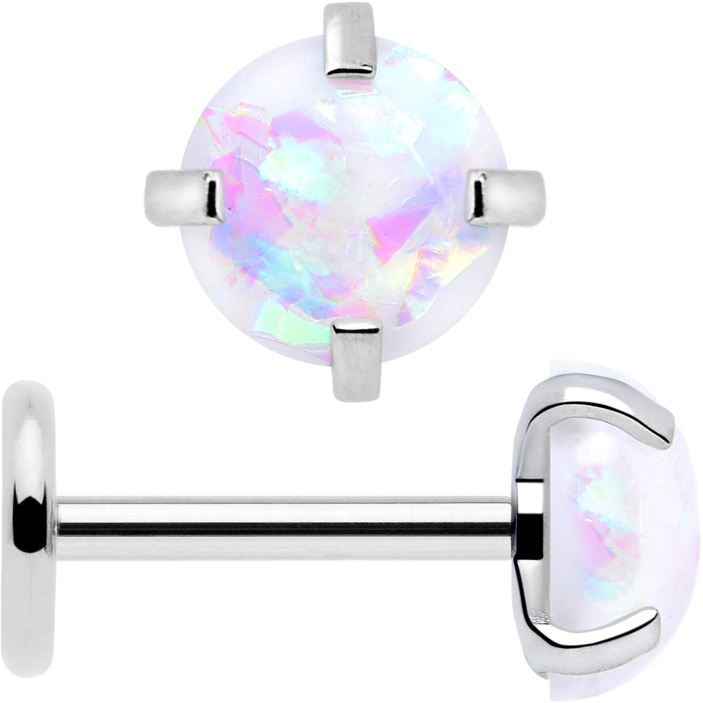 BodyCandy 4mm Synthetic Opal Threadless Flat Back Earrings — alternative angle