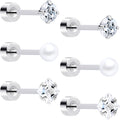 BodyCandy 20G Clear Gem White Orb Flatback Earring Set of 6 — main product shot