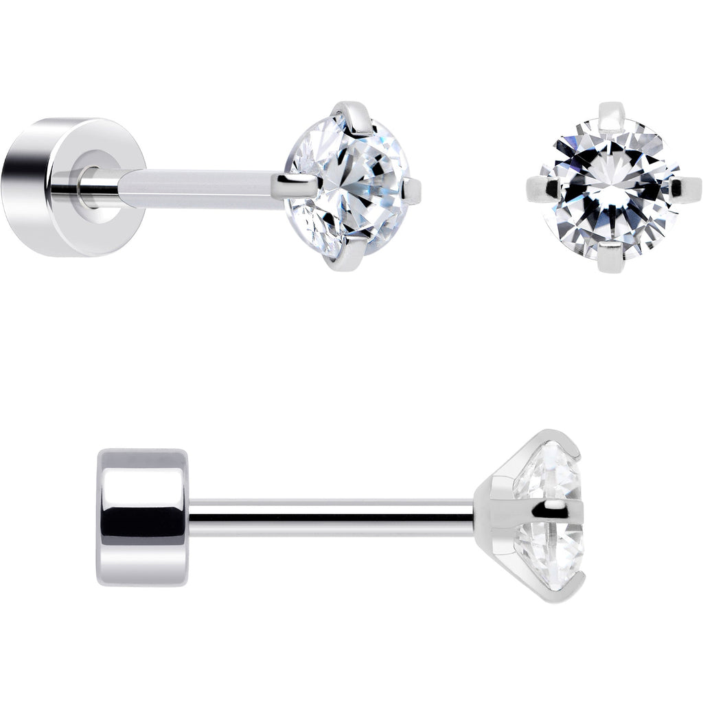 BodyCandy 20G Clear Gem White Orb Flatback Earring Set of 6 — side view