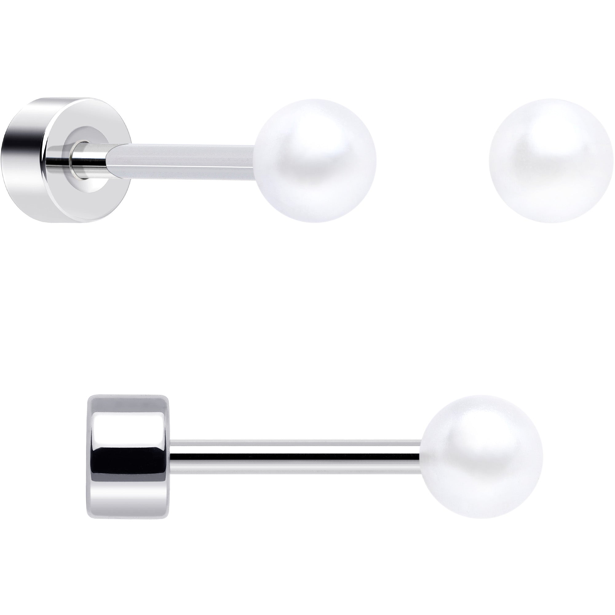 BodyCandy 20G Clear Gem White Orb Flatback Earring Set of 6 — back view