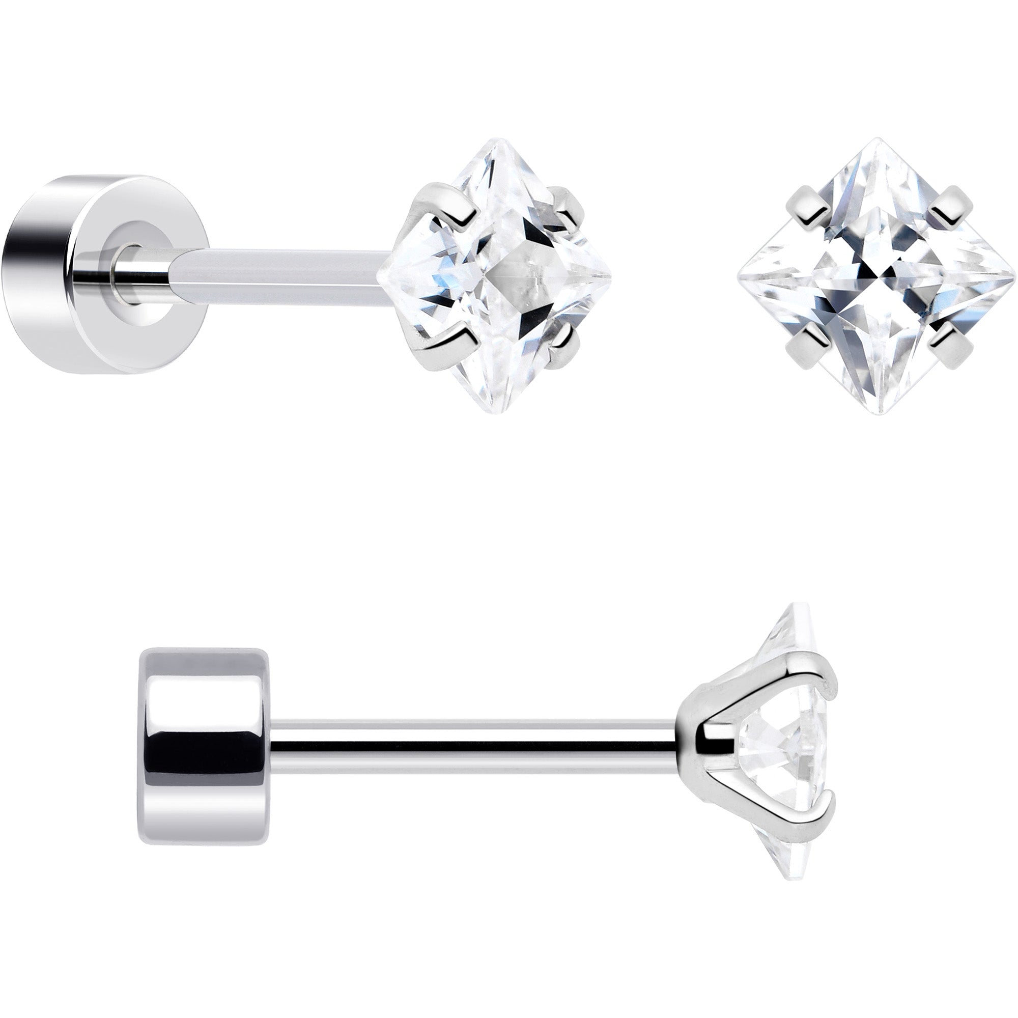 BodyCandy 20G Clear Gem White Orb Flatback Earring Set of 6 — alternative angle