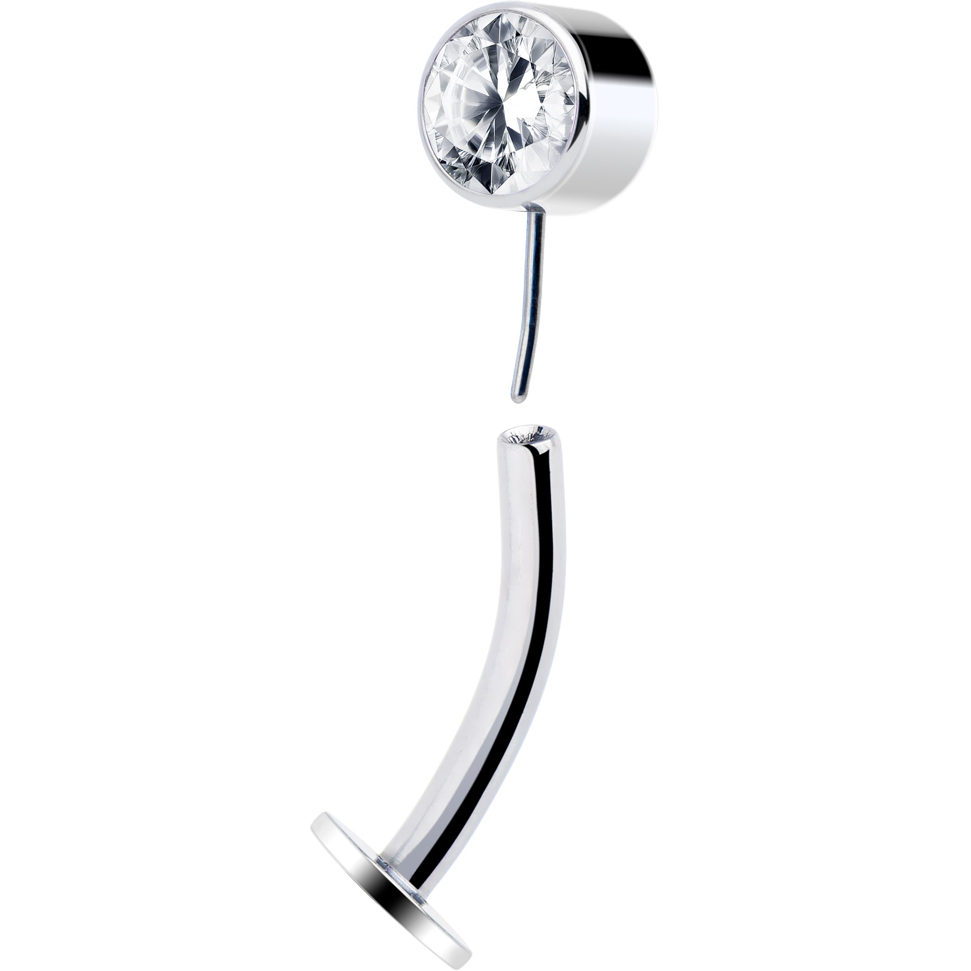 BodyCandy Bezel Gem Titanium Threadless Floating Belly Ring — side view