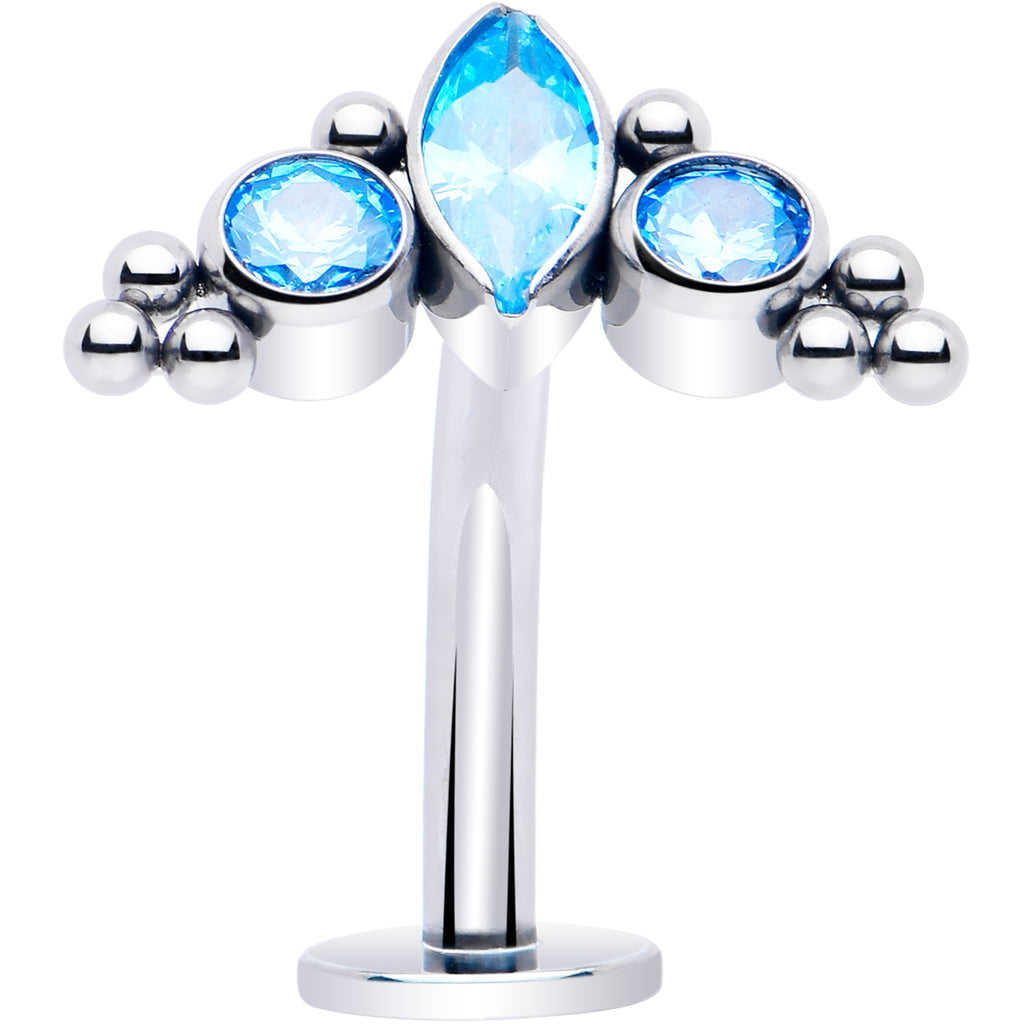 BodyCandy Gem Trio Titanium Push In Threadless Floating Belly Ring — back view
