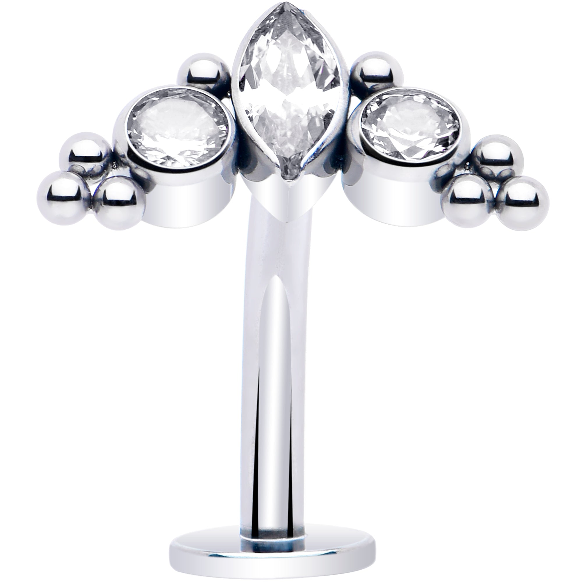 BodyCandy Gem Trio Titanium Push In Threadless Floating Belly Ring — alternative angle