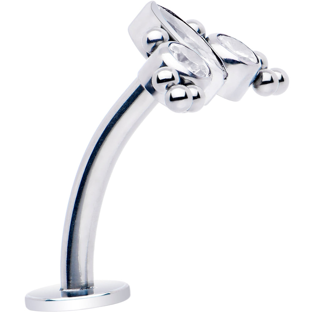 BodyCandy Gem Trio Titanium Push In Threadless Floating Belly Ring — detail close-up